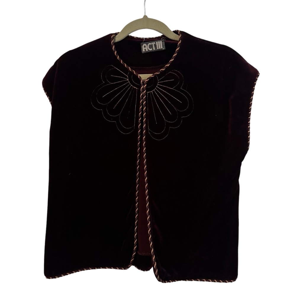 Vintage Women's Act III Burgundy Velvet 70s Style Theater Vest OS